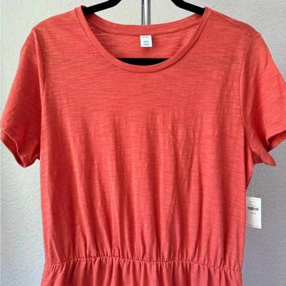 Old Navy Shirt Dress Women Large Petite Orange Cotton Summer Basic Casual NWT - Picture 3 of 10